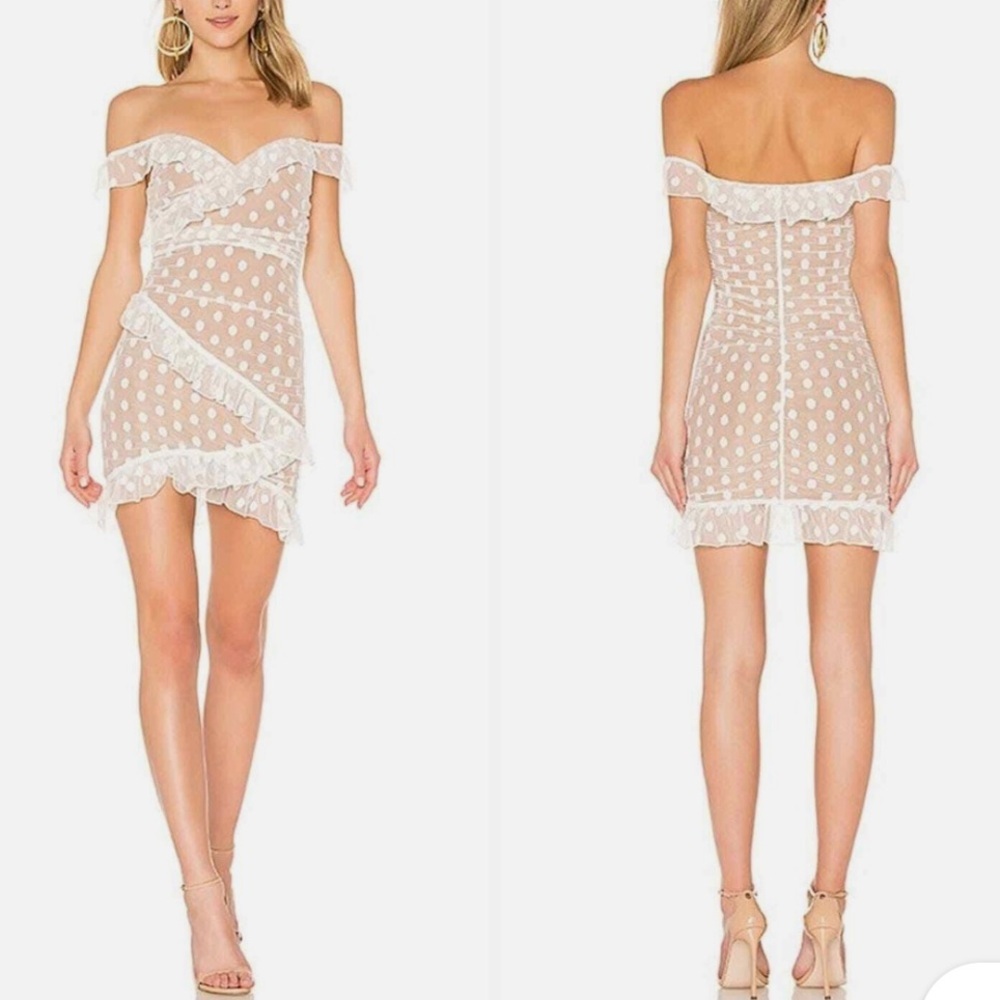 REVOLVE MAJORALLE Bandit Rushed Polka Dot
Ruffed Dress Size Medium